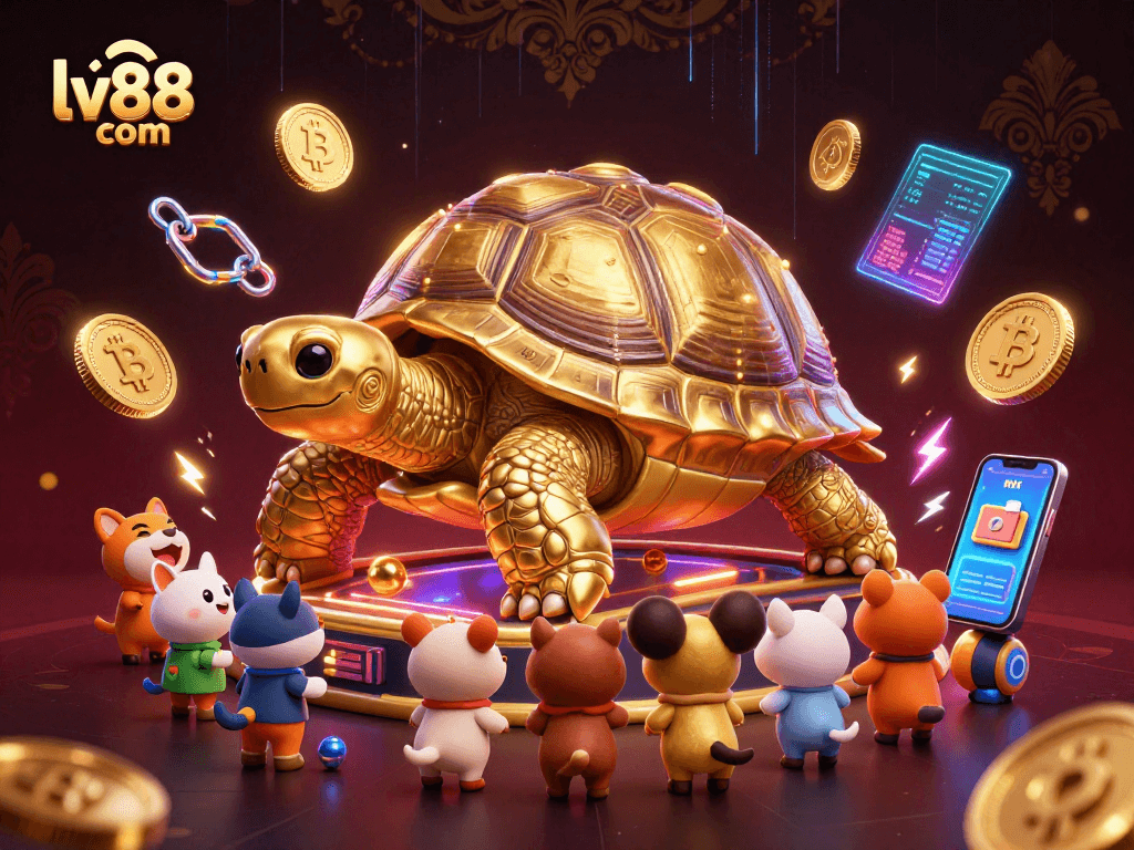 Engage in dynamic play with lv88 com at a vibrant casino featuring gold and neon elements.