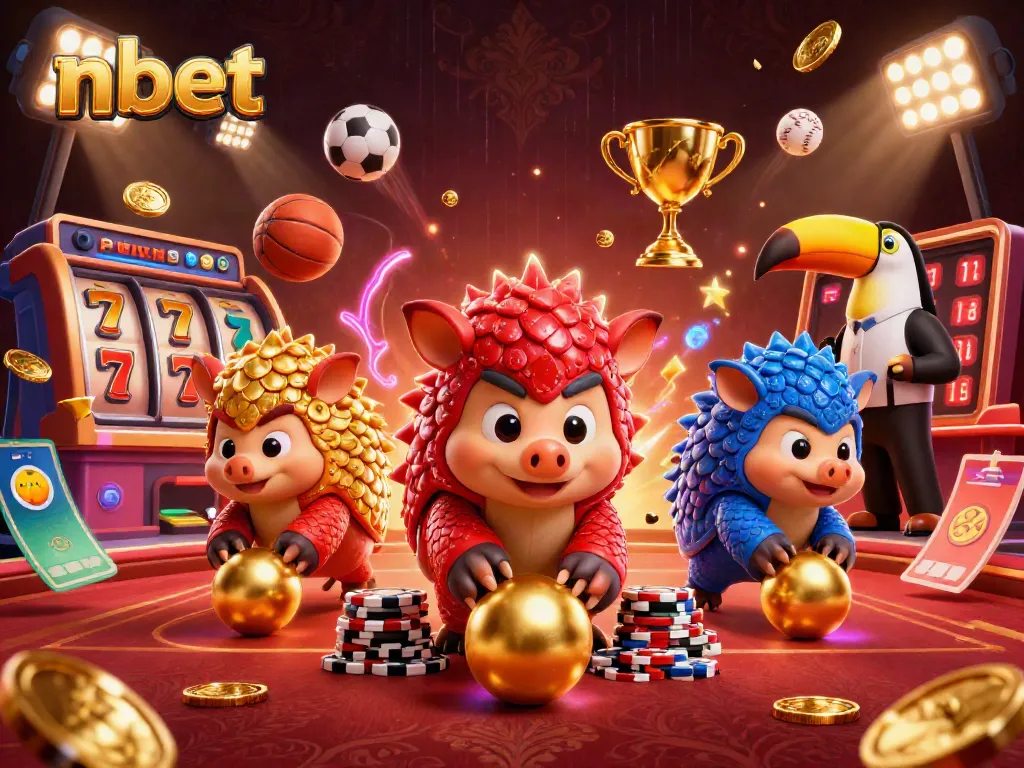 Experience nbet's thrilling match between colorful pangolins in a vibrant casino setting.