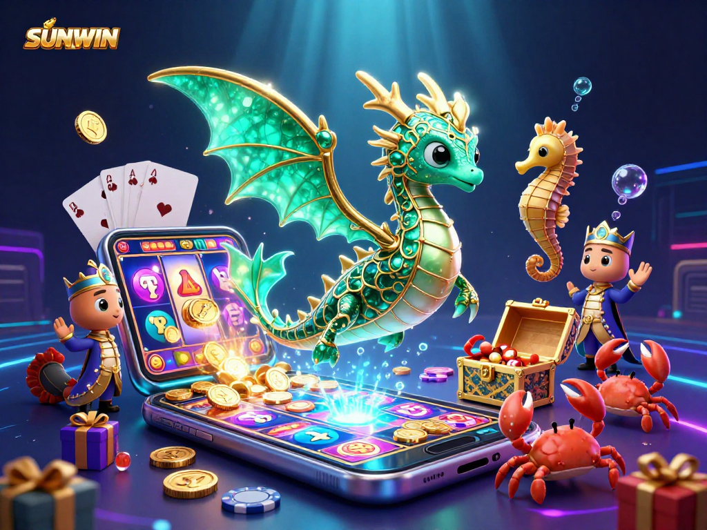 SUNWIN offers an immersive experience showcasing gaming excitement with vibrant characters and elements.