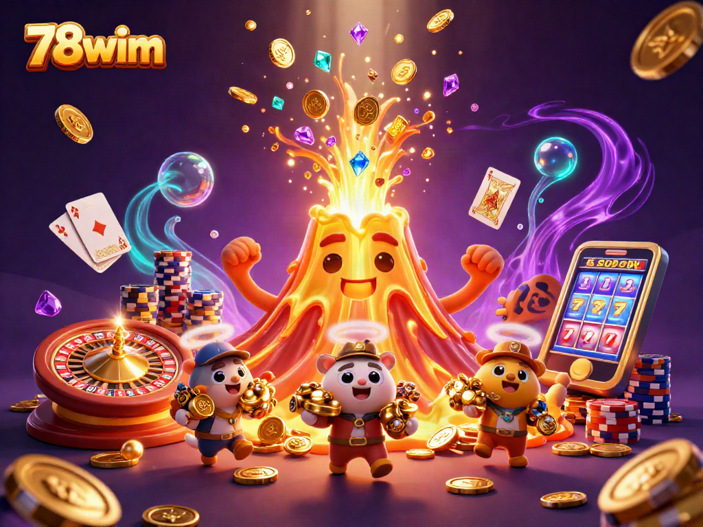 Experience the thrill of winning at 78wim with an erupting golden volcano and treasure.