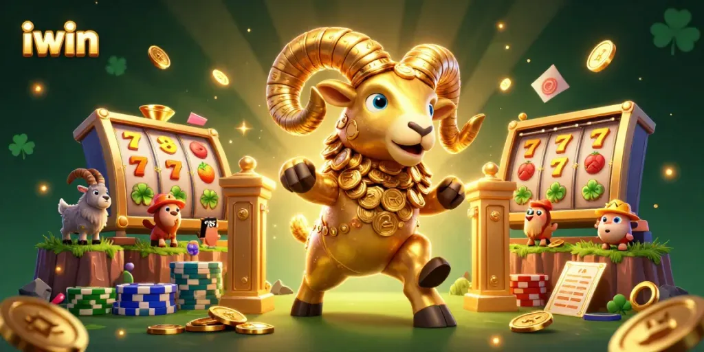 Spin and win big with iwin's vibrant 3D slots featuring golden coins and dynamic action.