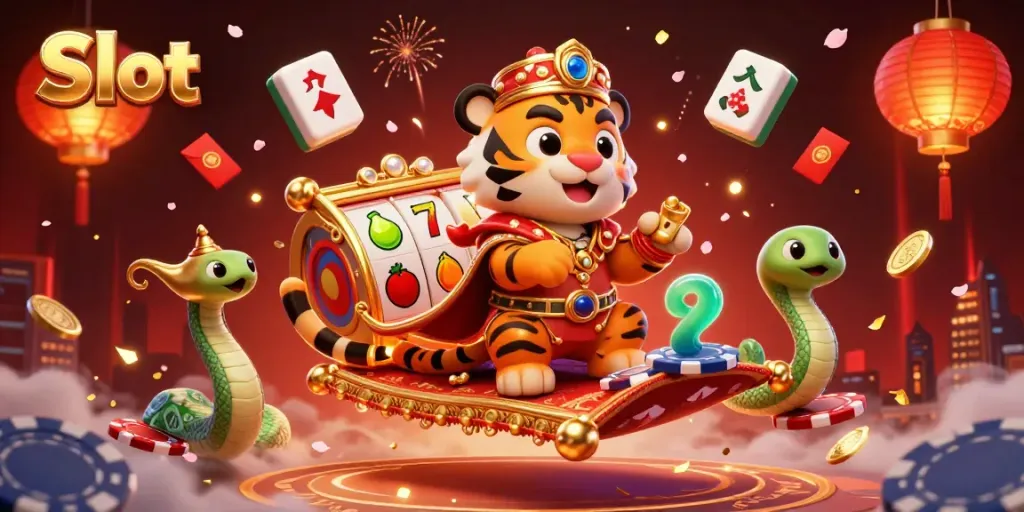 Players spinning the Slot reels in a vibrant casino scene with Arabian Nights-themed characters.