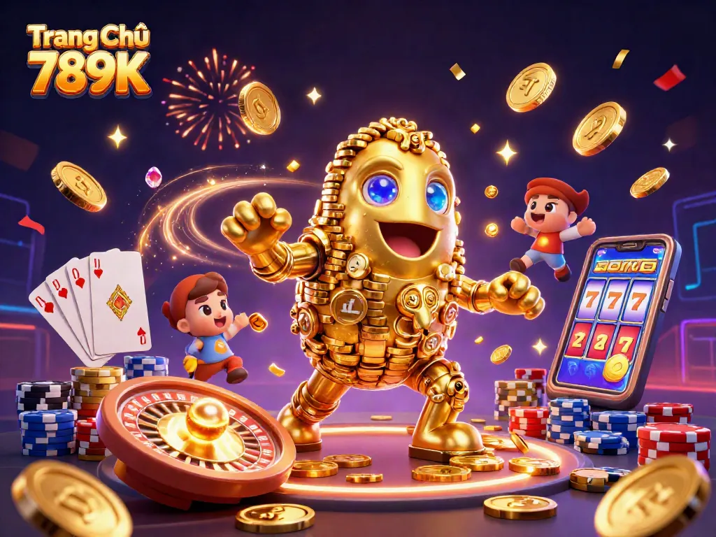 Experience excitement on Trang Chủ 789K with dynamic 3D illustration showcasing vibrant casino elements.