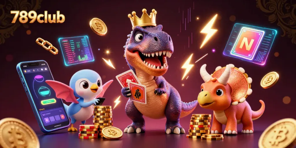 Engage in thrilling gameplay with 789club's vibrant animated scene featuring iconic casino elements.