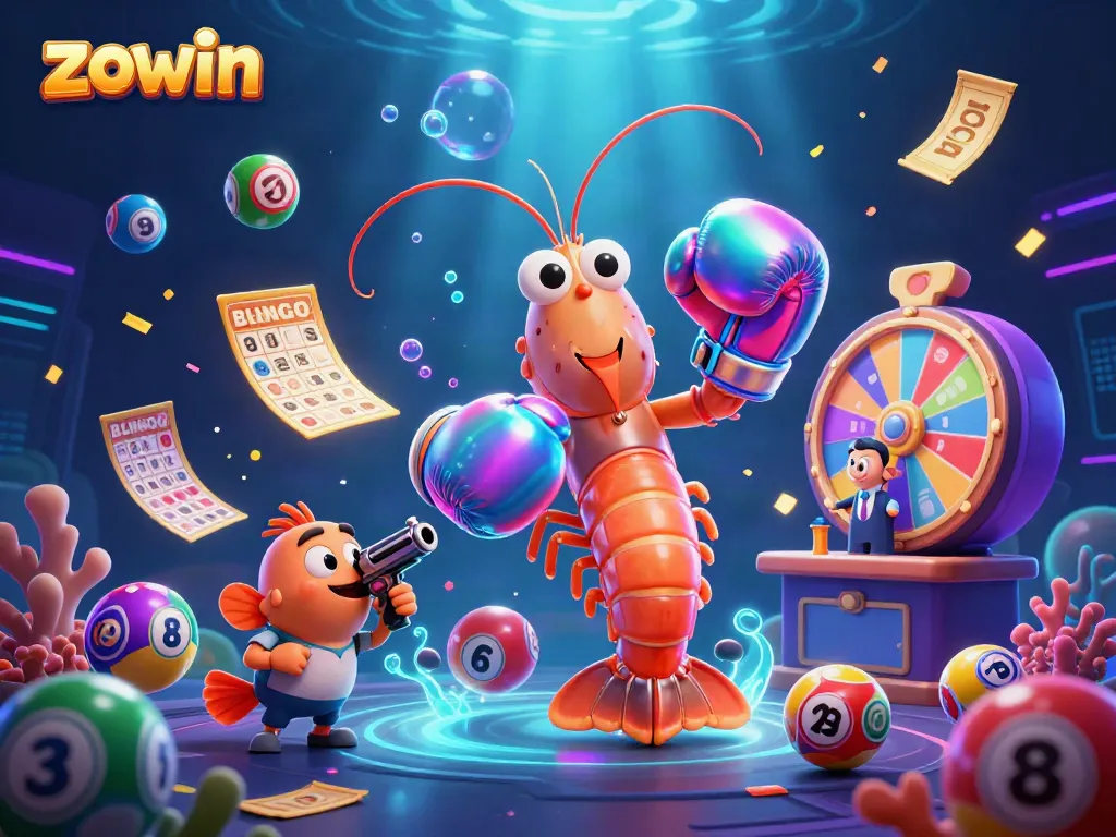 Engage in dynamic gambling fun with zowin among colorful elements and animated games.