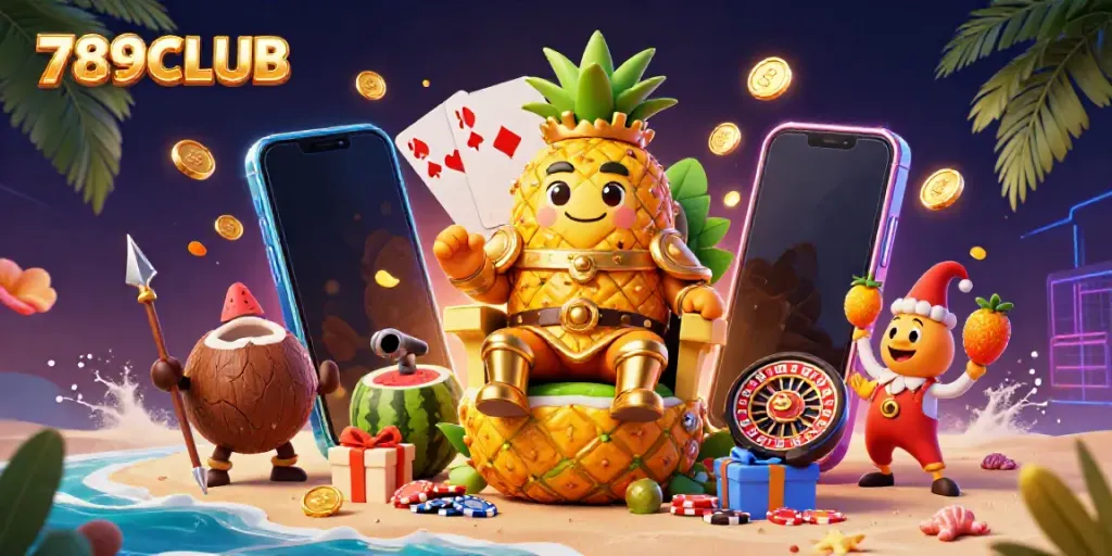 Engage in exciting casino action at 789CLUB featuring vibrant characters and festive game elements.