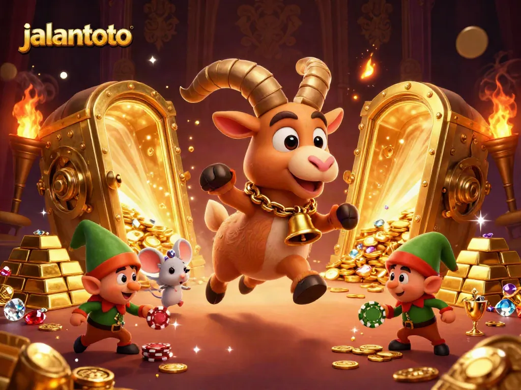 Experience thrilling gameplay at jalantoto with festive characters enjoying a lively casino atmosphere.