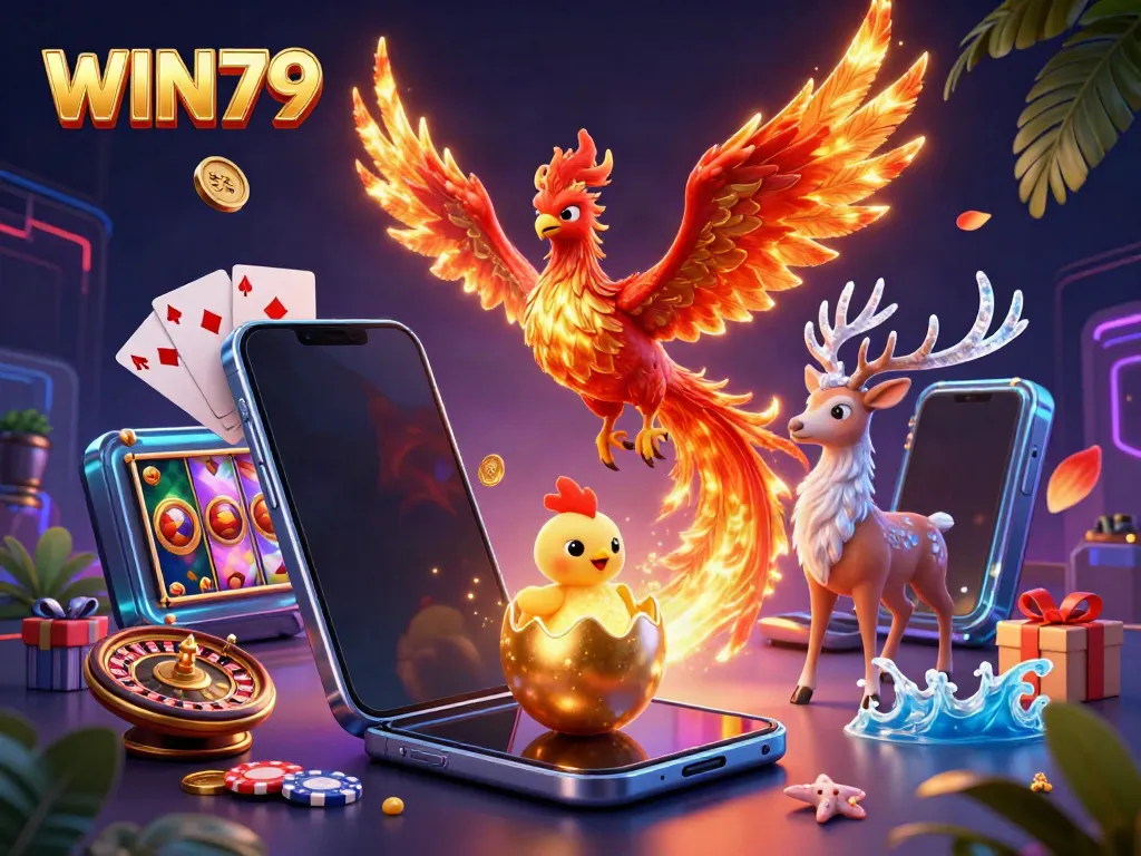Engage with fantastic gameplay at WIN79 with a vivid, dynamic casino scene showcasing betting excitement.