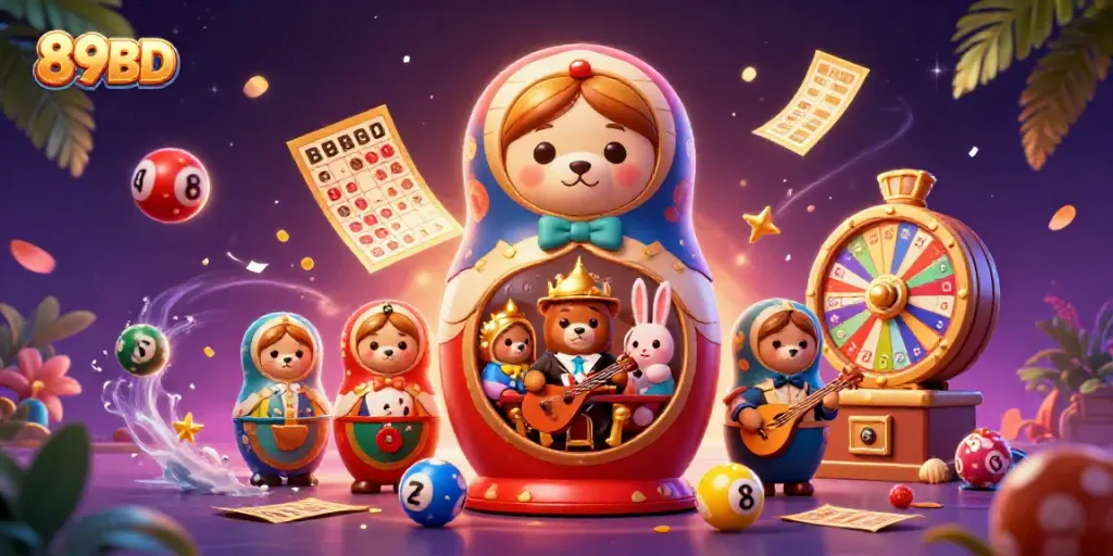 Engage with the vibrant 89BD scene featuring casino-themed characters and elements.