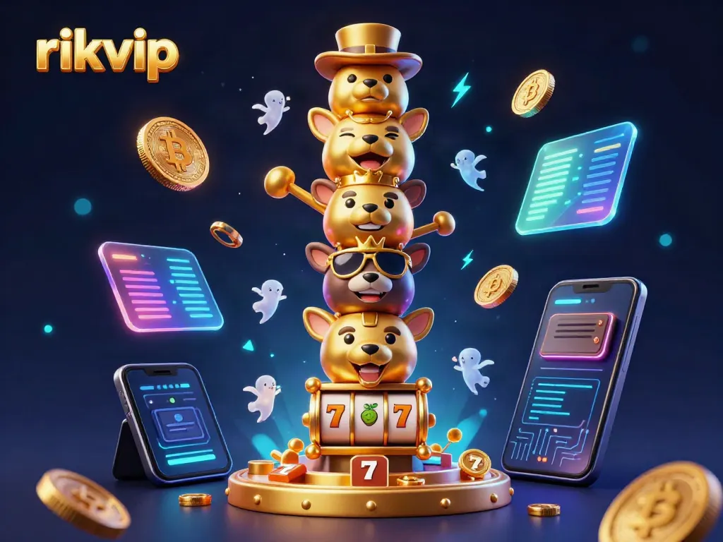 Engage with the thrilling world of rikvip featuring a colorful casino-themed totem pole and exciting gaming elements.
