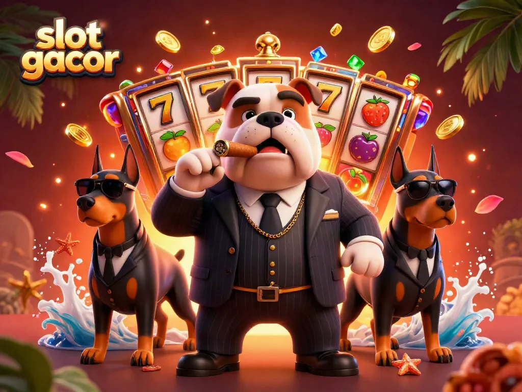 Experience thrilling slot gacor action with cartoon mafia characters and vibrant casino elements.