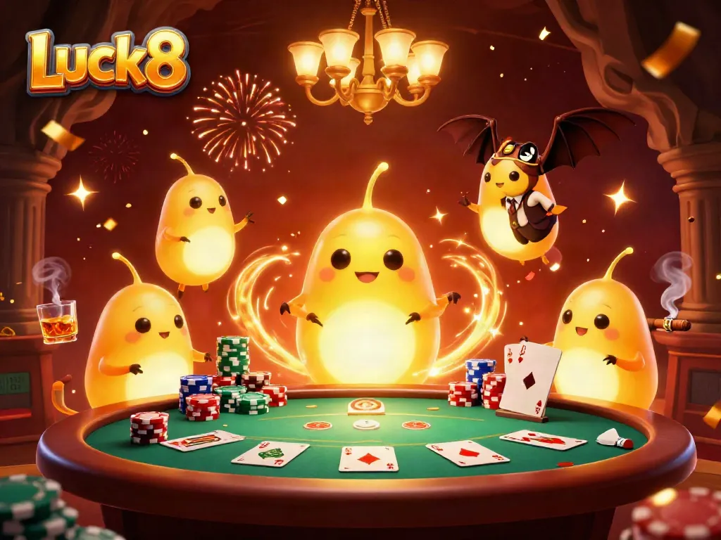 Experience thrilling gameplay at Luck8 with glowing casino characters and vibrant gaming elements.